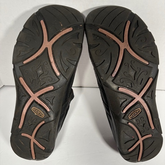 KEEN Paradise Mary Jane Shoes Black Leather Flower Cutout Strap Buckle Women 10 - Picture 8 of 11